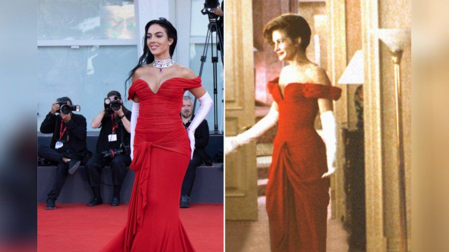 Scheint ein großer Fan von "Pretty Woman" und Julia Roberts zu sein: Model Georgina Rodriguez (l.) in Venedig. (eee/spot)