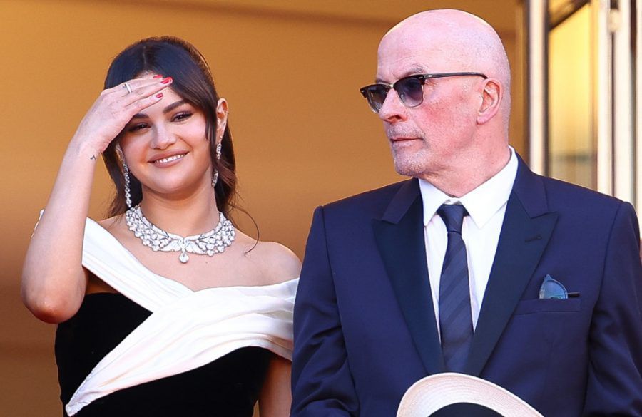 Selena Gomez and Jacques Audiard - May 2024 - Emilia Perez premiere - Cannes Film Festival - Getty BangShowbiz