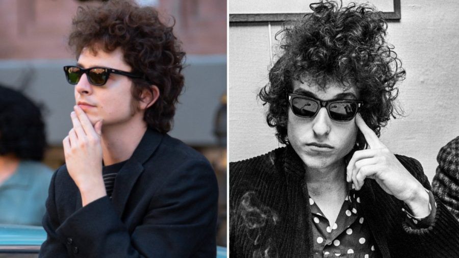 Links Timothée Chalamet 2024 als Bob Dylan und rechts der echte Bob Dylan im Jahr 1966. (ncz/spot)