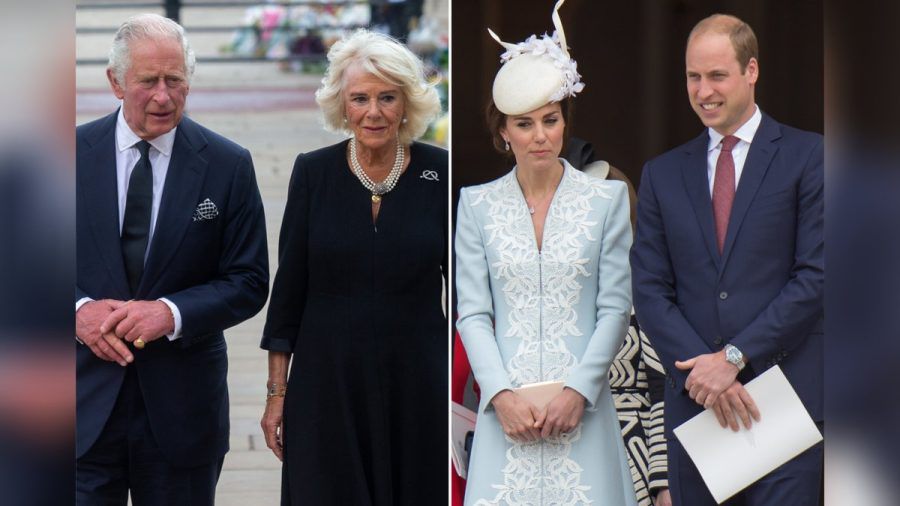 König Charles und Königin Camilla (l.) sowie Prinzessin Kate und Prinz William drücken nach der grausamen Tat ihr Entsetzen und ihr Mitgefühl aus. (ae/spot)