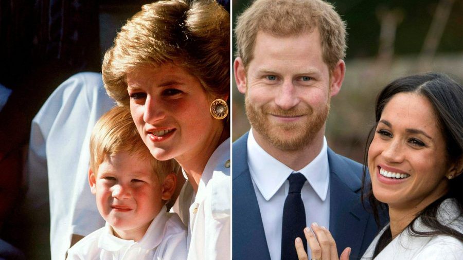 "Harry - Schicksalsjahre eines Prinzen": Prinz Harry mit seiner Mutter Diana und seiner Ehefrau Meghan. (ili/spot)