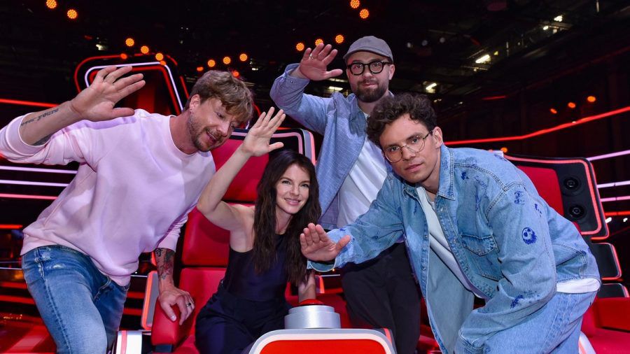 "The Voice of Germany": Samu Haber, Yvonne Catterfeld, Mark Forster und Kamrad (v.l.). (hub/spot)