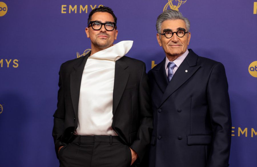 Dan Levy and Eugene Levy arriving at the 76th Primetime Emmy Awards LA Sept 2024 - Getty BangShowbiz