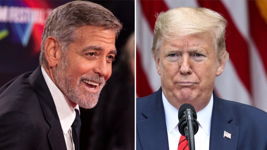 Donald Trump (r.) muss sich keine Hoffnung auf die Stimme von George Clooney machen. (stk/spot)