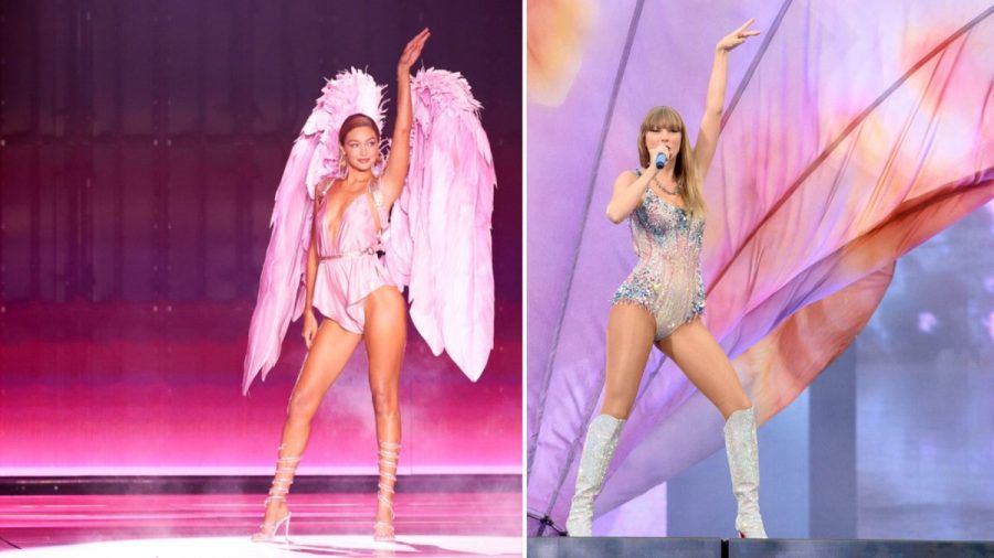 Gigi Hadid (l.) zeigte auf dem Laufsteg, was sie von Taylor Swift gelernt hat. (paf/spot)