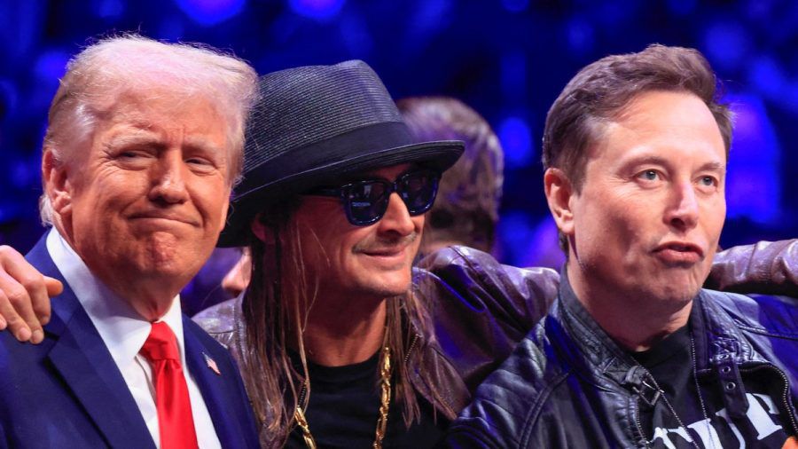 Donald Trump (l.) mit Kid Rock und Elon Musk (r.) beim UFC-Kampf im New Yorker Madison Square Garden. (dr/spot)