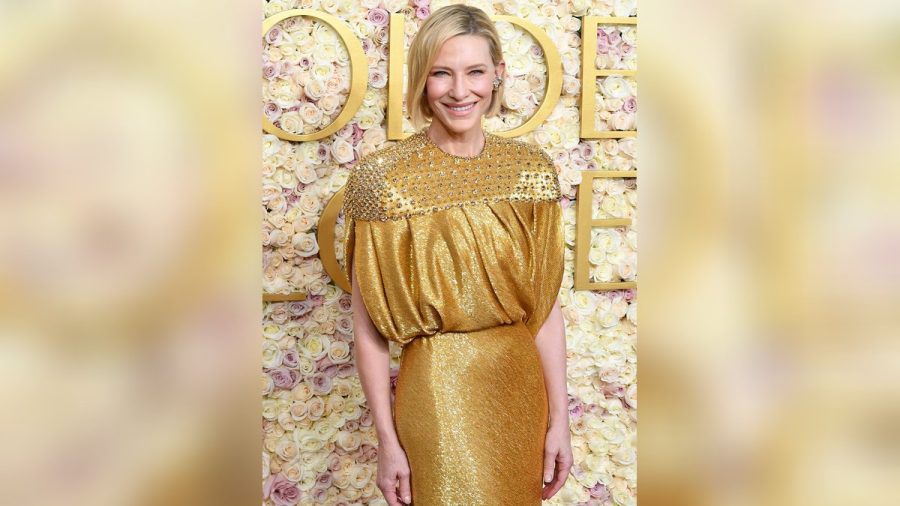 Gold kommt nie aus der Mode: Cate Blanchett trug am 5. Januar 2025 ein goldenes Kleid, das sie auch schon im Mai 2024 in Cannes gewählt hatte. (ae/spot)