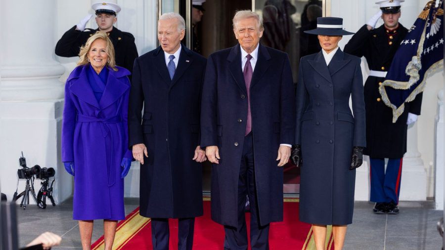 Jill und Joe Biden (l.) mit Donald und Melania Trump am Morgen der Amtseinführung. (wue/spot)