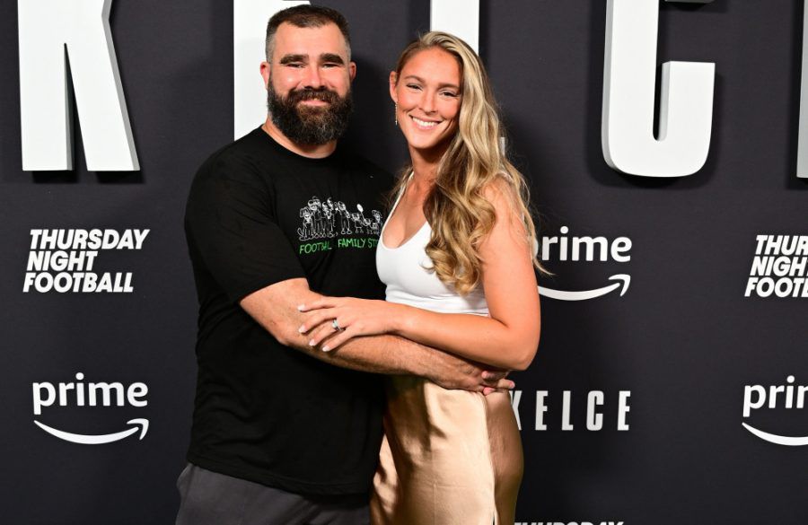 Jason Kelce and Kylie Kelce - September 2023 - Kelce world premiere - Pennsylvania - Getty BangShowbiz