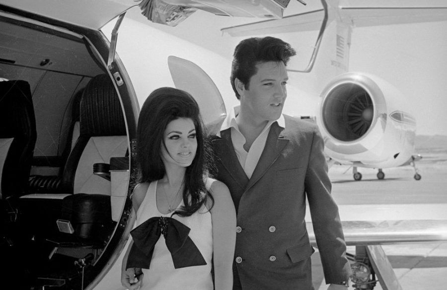 Elvis and Priscilla Presley Posing near Private Jet - Las Vegas - Getty BangShowbiz