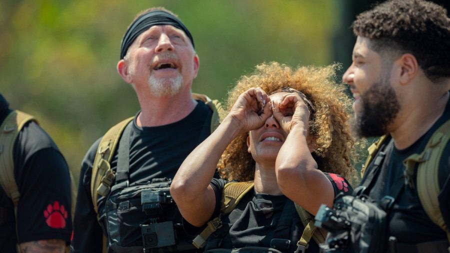 Boris Becker und Mel B in der Netflix-Survival-Show "Bear Hunt - Die Promi-Jagd". (dr/spot)