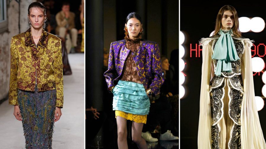 Designer-Labels wie Dries Van Noten, Saint Laurent und Valentino präsentierten für das Frühjahr 2025 opulente Entwürfe auf den Fashion Shows. (the/spot)