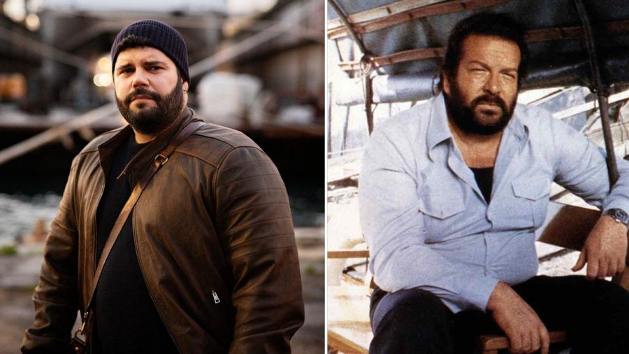 Der neue Plattfuß Salvatore Esposito (l.) und sein legendärer Vorgänger Bud Spencer. (smi/spot)